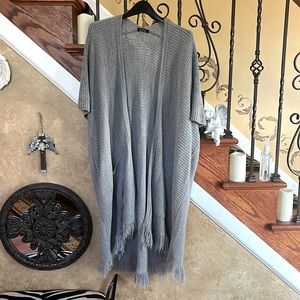Boohoo Grey Fringe Oversized Duster/Ruana OS